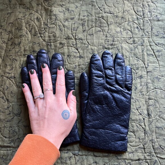 Vintage Fur Lined Leather Gloves, Women's Medium - Picture 2 of 7